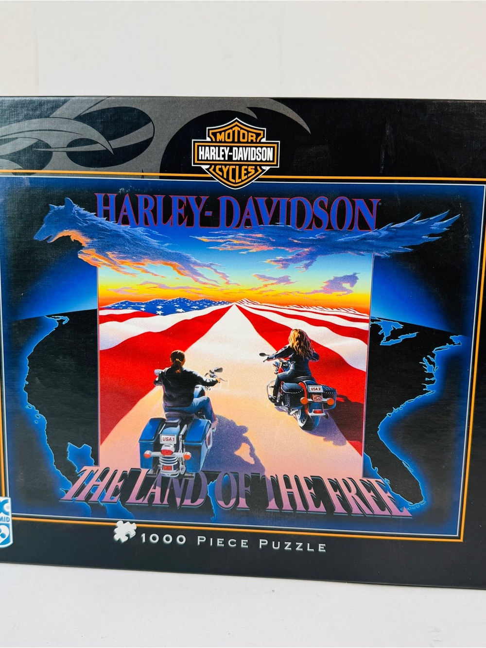 FX SCHMID 78174 HARLEY-DAVIDSON 1000 PIECE PUZZLE Jigsaw American Flag Riders